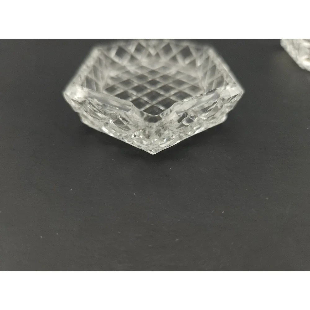 Vtg Set Of 4 Diamond Pattern Small Ashtrays Or Salt Cellars W/ Toothpick Holder‎